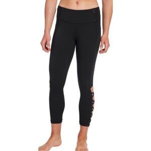 CALIA Black Elastic Strappy Lattice 7/8 Leggings S